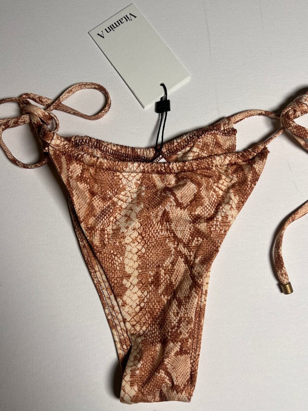 NWT Vitamin A Swim Snake Side Tie High Leg Bikini Bottom L